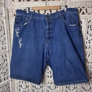 Evisu Tokyo Osaka Logo Button Fly Denim Shorts Jort Y2K Japanese Streetwear 44